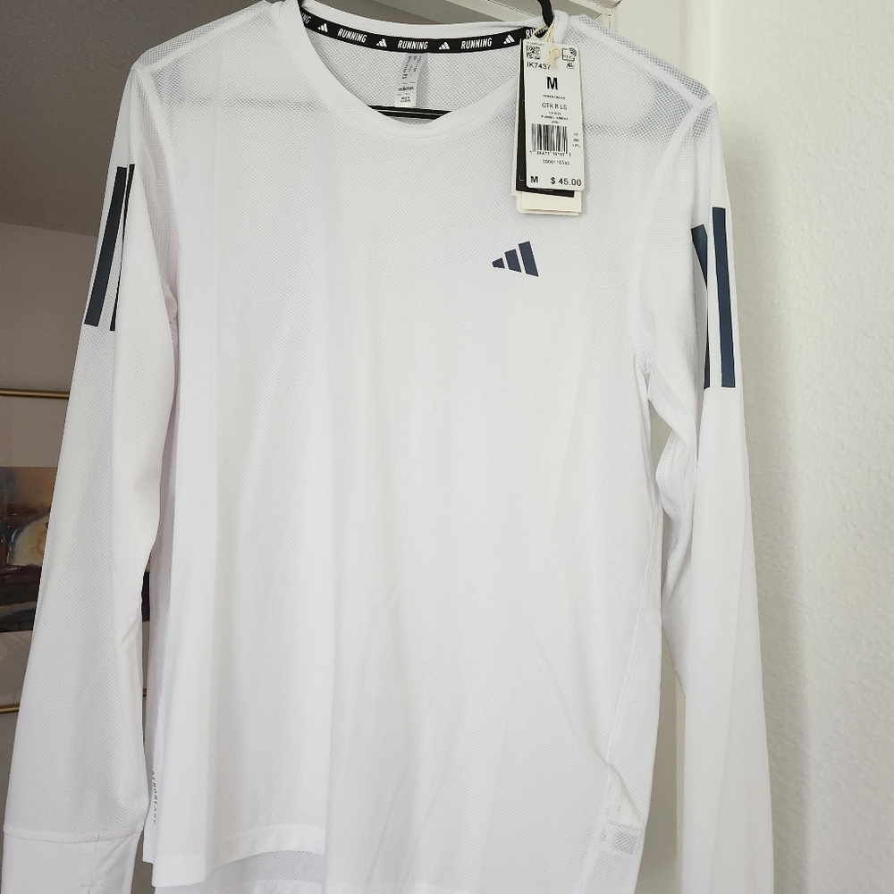 NWT Adidas White Long Sleeve Running Tee Mesh